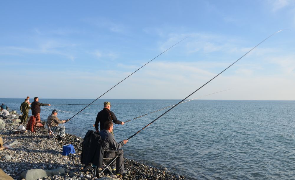 Сочинские рыбаки ловят смариду прямо с берега
